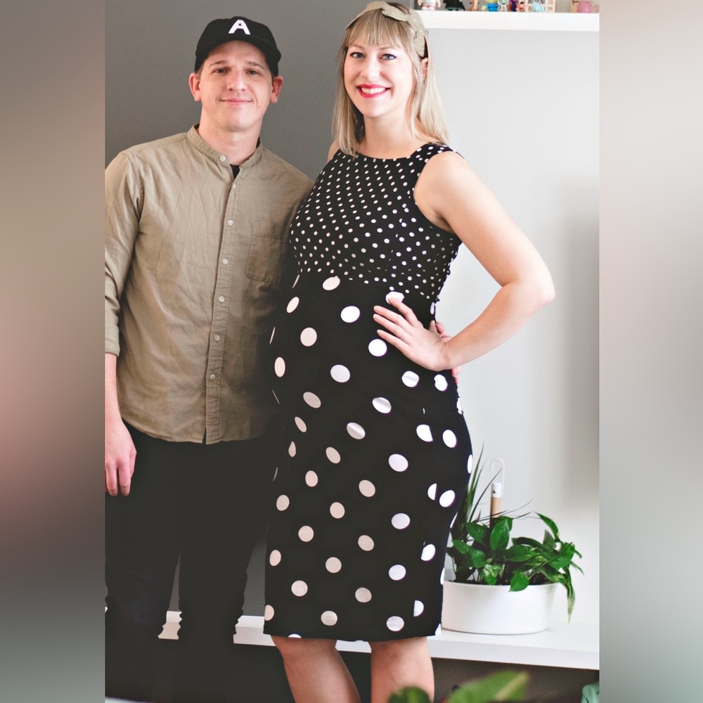 ASOS Maternity Polka Dot Dress 10 black and white